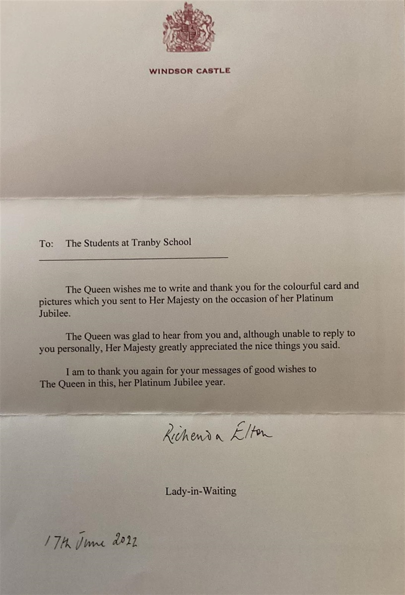 A card from Her Majesty The Queen