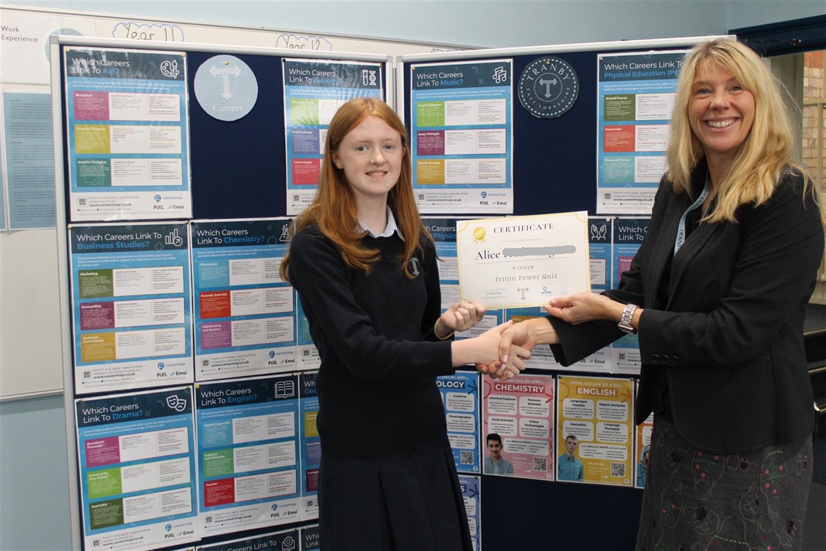 Year 10 Alice wins the Triton Power Prize at the WiME careers event